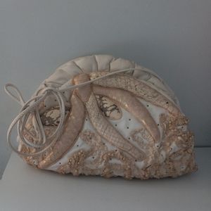 Rita Diana For Mylinka Womens Bag White Leather Floral Crossbody Vintage